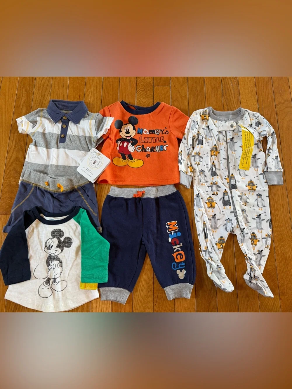 New Lot of 6 Pieces Disney Mickey Mouse Burt Bees Children’s Place Sz 0-3 months